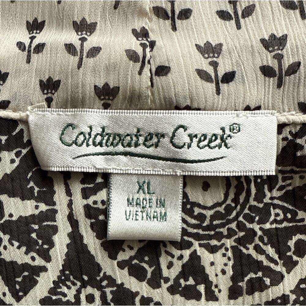 Coldwater Creek Size XL Kimono Black Cream Cardigan Geometric Floral Sheer Cape - Picture 3 of 9